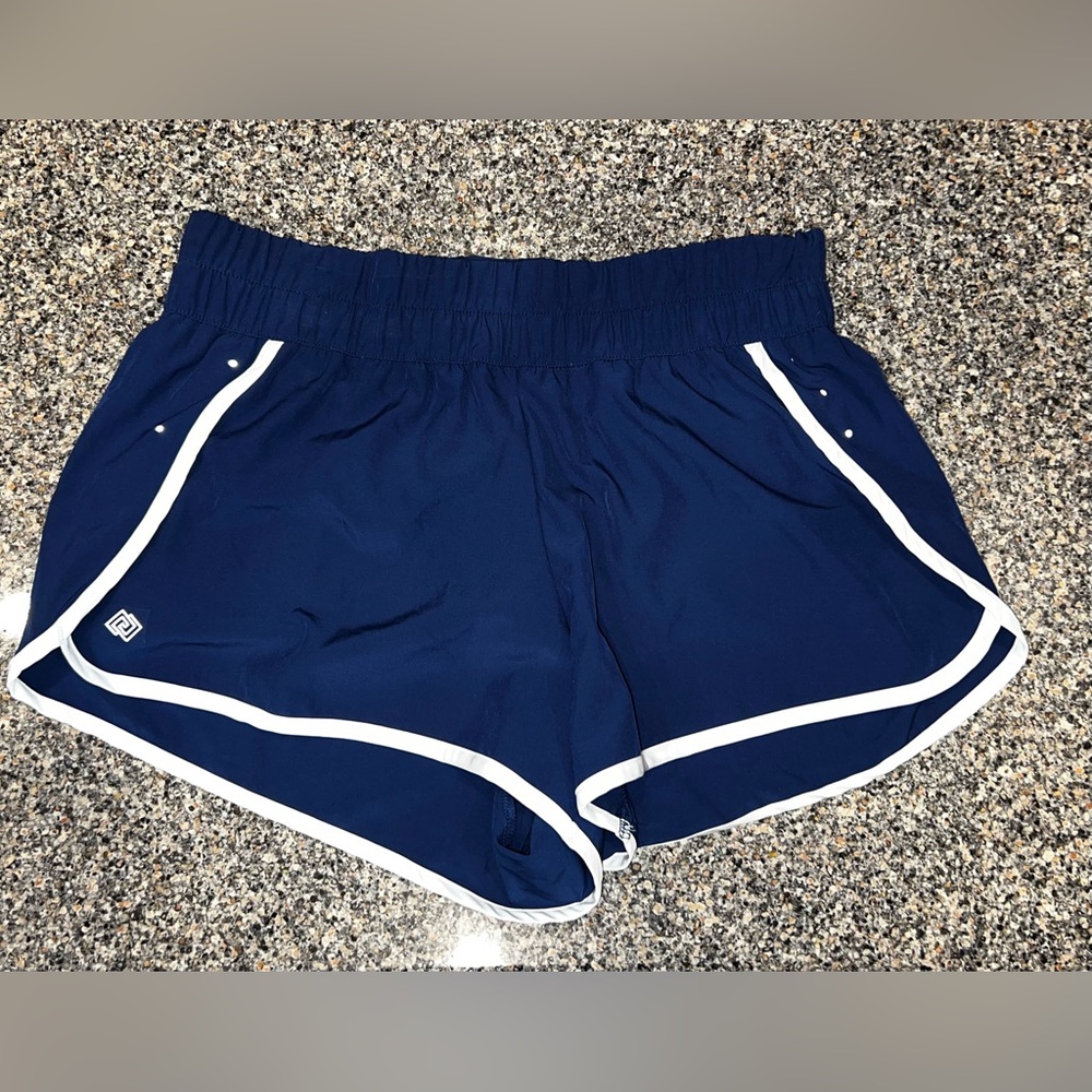 Athletic Blue and White Shorts with Elastic Waistband
